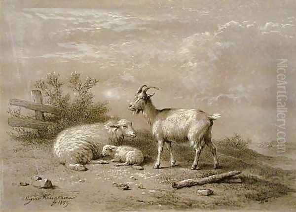 Ewe and Lamb with Goat - view 1