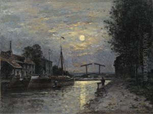 Le Canal Saint Denis, Effet De Lune by Stanislas Lepine