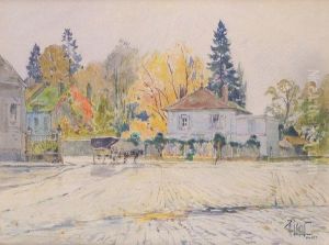 Carriole A Moret Sur Loing by Rene Leverd