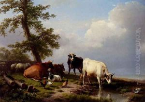 Animals Grazing Near The Sea by Eugene Verboeckhoven