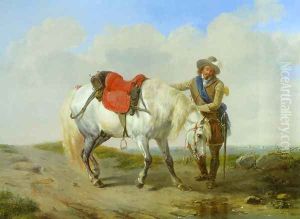 A Cavalier Watering his Mount by Eugene Verboeckhoven