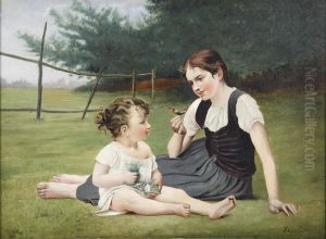 Jeune Mere Au Papilllon Et Son Enfant Jeune Mere Au Papilllon Et Son Enfant