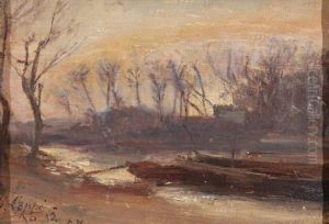 Peniches Au Bord De La Seine by Gabriel Loppe