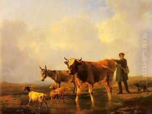 Crossing The Marsh by Eugene Verboeckhoven