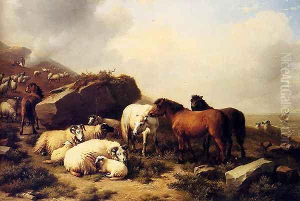 Horses And Sheep By The Coast - view 1