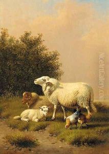 Sheep and poultry in a landscape