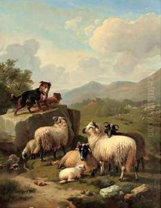 Guarding the flock by Eugene Verboeckhoven