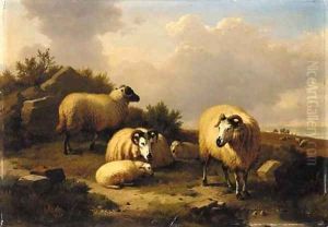 Mountain sheep in a landscape by Eugene Verboeckhoven