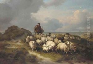 Un berger et son troupeau by Eugene Verboeckhoven
