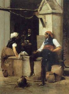 Chatting By The Fountain by Jehan Georges Vibert