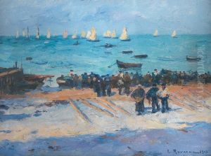 Le Retour Des Pecheurs by Leon Gustave Ravanne
