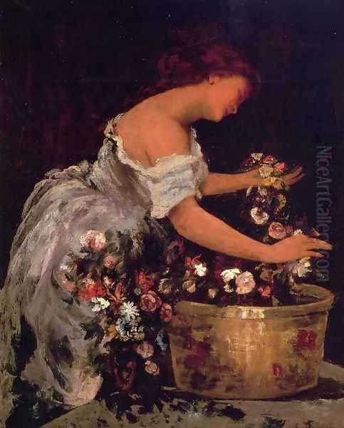 Young Girl Arranging Flowers - view 1