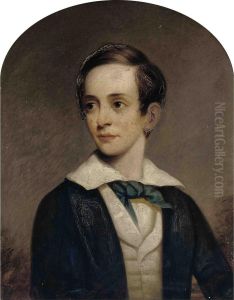 Portrait Of A Young Boy, Half-length, In A Blue Jacket With A White Waistcoat And Blue Cravat