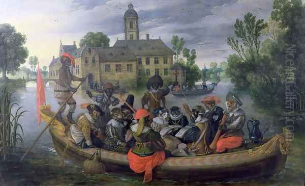 The Boating Party, Satirical Scene with Cats and Monkeys as Humans - view 1