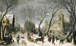 Winter Landscape The Outskirts of Antwerp by Sebastien Vrancx