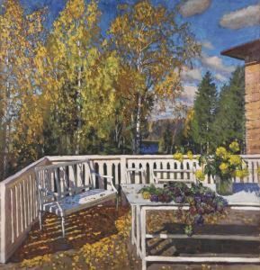 The Terrace In Autumn by Stanislaw Zukowski