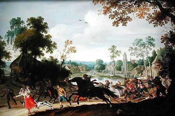 Marauders Attacking Villagers on the Edge of a Wood - view 1
