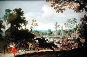 Marauders Attacking Villagers on the Edge of a Wood by Sebastien Vrancx