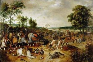 The Battle Between Officers Breaute and Gerard Abrahamsz called Lekkerbeetje at Vught, 5th February 1600 by Sebastien Vrancx