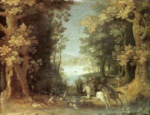 Landscape with a Deer Hunt by Sebastien Vrancx