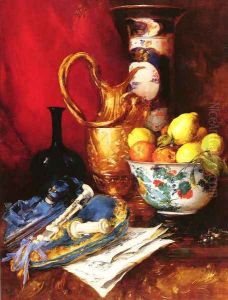 A Still Life with a Bowl of Fruit by Antoine Vollon