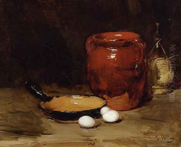 Still Life with a Pen, Jug, Bottle and Eggs on a Table - view 1