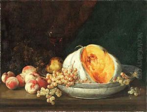 Still life of fruit in an interior by Antoine Vollon