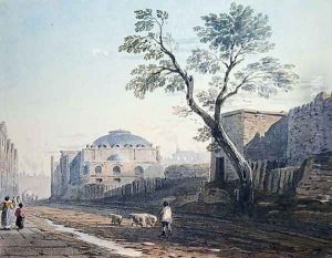 Scotch Church and the remains of London Wall, 1818 by John Varley