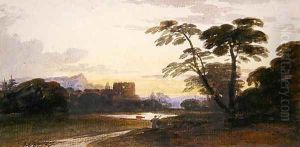 A Figure in a Wooded Landscape by John Varley