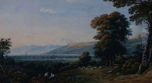 Figures resting on a hillside with a church spire beyond, 1825 - view 1