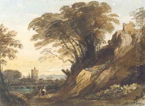 A landscape with a river and a castle on a cliff - view 1