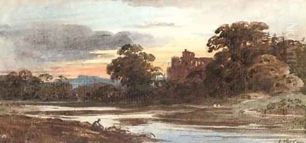 Castle ruins at dusk - view 1