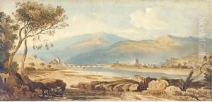 Machynlleth, Powys, from the river Dovey, Wales