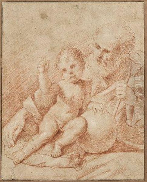 Le Christ Salvator Mundi Enfant Et Saint Joseph - view 1