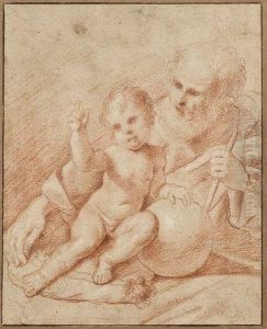 Le Christ Salvator Mundi Enfant Et Saint Joseph by Benedetto Gennari