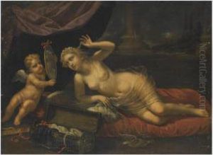 Venus At Her Toilet Accompanied By Cupid