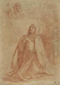 A Kneeling Female Saint In Prayer