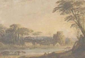 A fortified village by a river