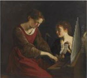 Sainte Cecile Et L'ange by Orazio Gentileschi