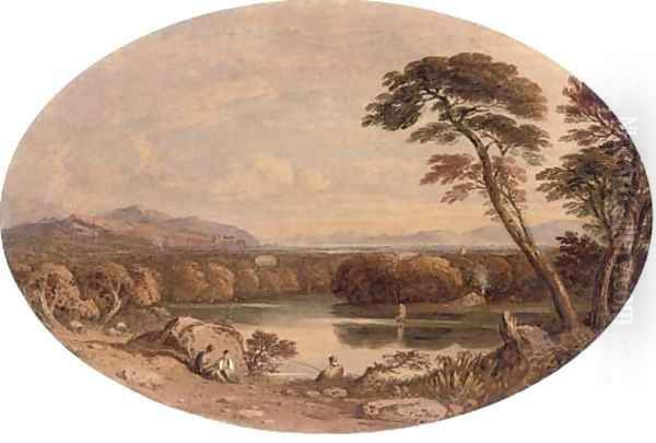 Romantic landscape with figures in the foreground - view 1