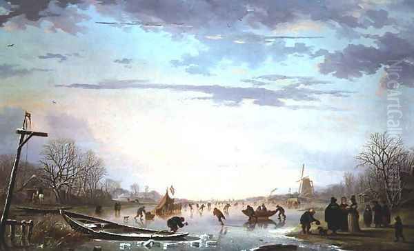 Dutch Peasants on a frozen river - view 1
