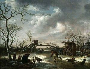 Peasants on a Frozen River by Andries Vermeulen