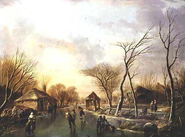 Skating on a frozen canal - view 1