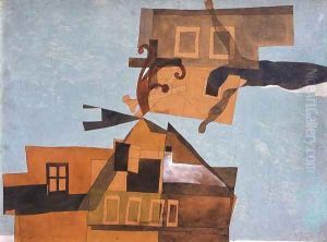 Houses at Szentendre with Crucifix 1937 by Lajos Vajda