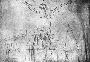 Crucifix above the Houses 1937 by Lajos Vajda