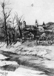 Churches at Szentendre 1924 by Lajos Vajda