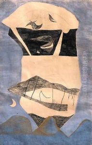Huge Landscape Mask 1938 by Lajos Vajda