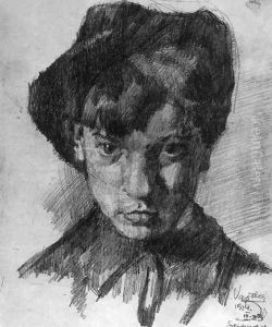 Self-portrait with Hat 1924 by Lajos Vajda
