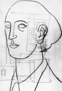 Self-portrait with Architecture 1936 by Lajos Vajda