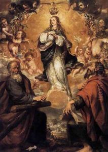 Virgin of the Immaculate Conception with Sts Andrew and John the Baptist 1650-52 by Juan De Valdes Leal